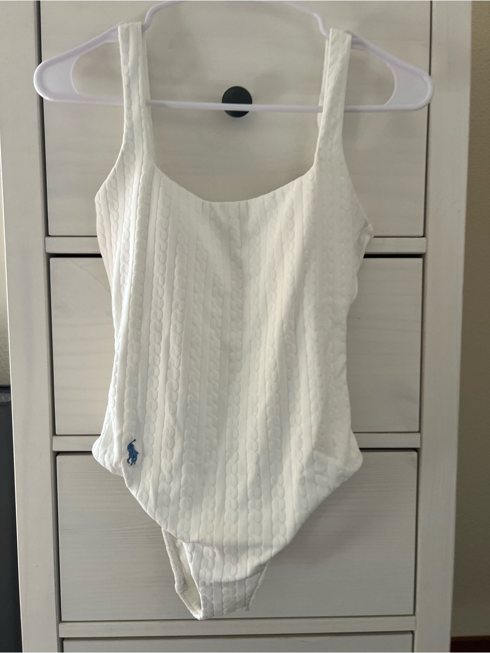 Polo Ralph Lauren White cable pattern Martinique one piece swim suit